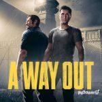 کاور اصلی بازی A Way Out برای PS4 و PS5، نمایش دو شخصیت لئو و وینسنت در حال فرار