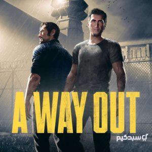 کاور اصلی بازی A Way Out برای PS4 و PS5، نمایش دو شخصیت لئو و وینسنت در حال فرار