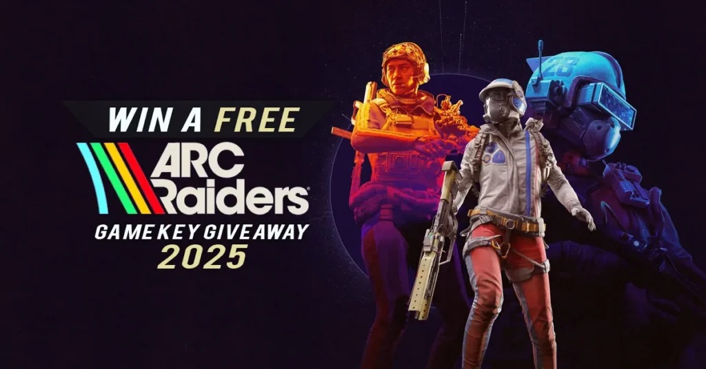 تصویر بازی Arc Raiders با صحنه نبرد میان انسان‌ها و ربات‌های عظیم در محیطی آخرالزمانی